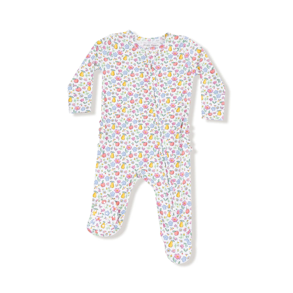 Ruffle Zip Footie - Fall Fruit Floral