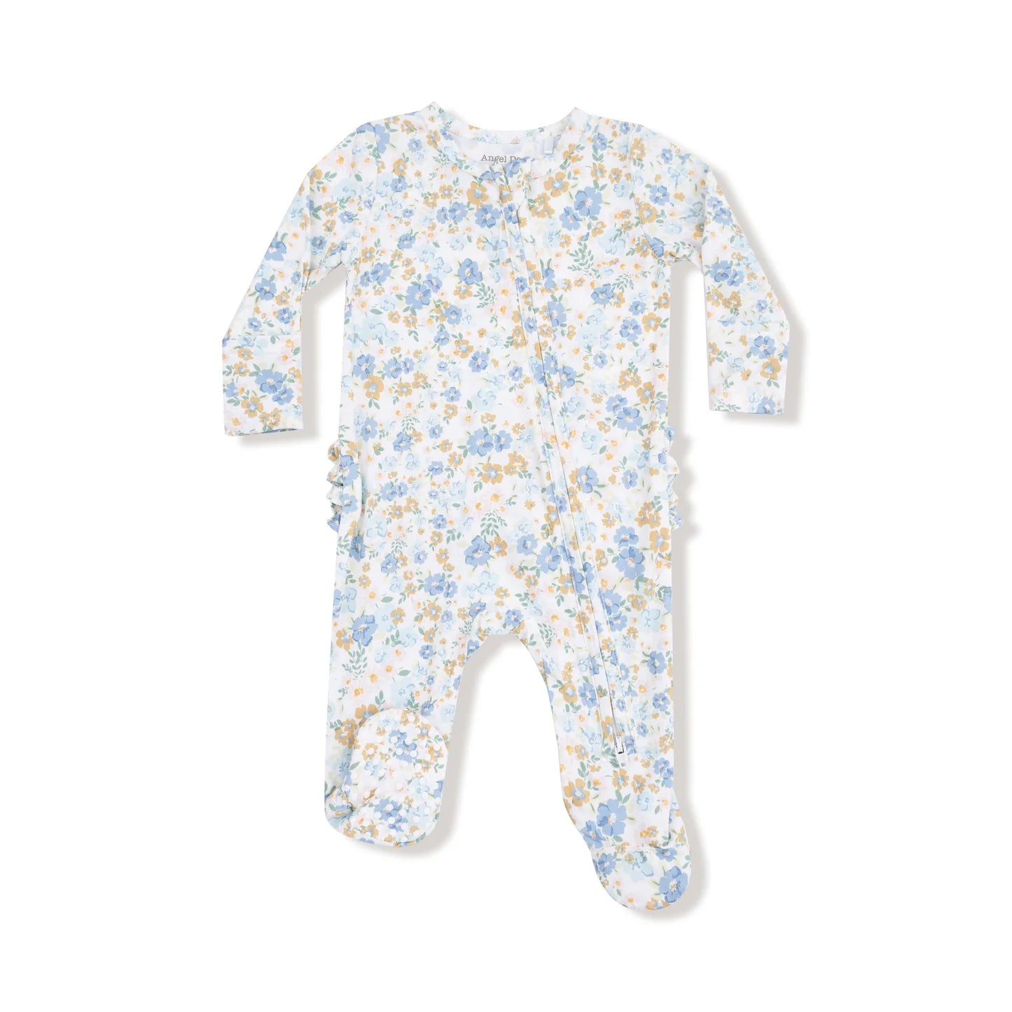Ruffle Zip Footie - Sweet Rose Calico