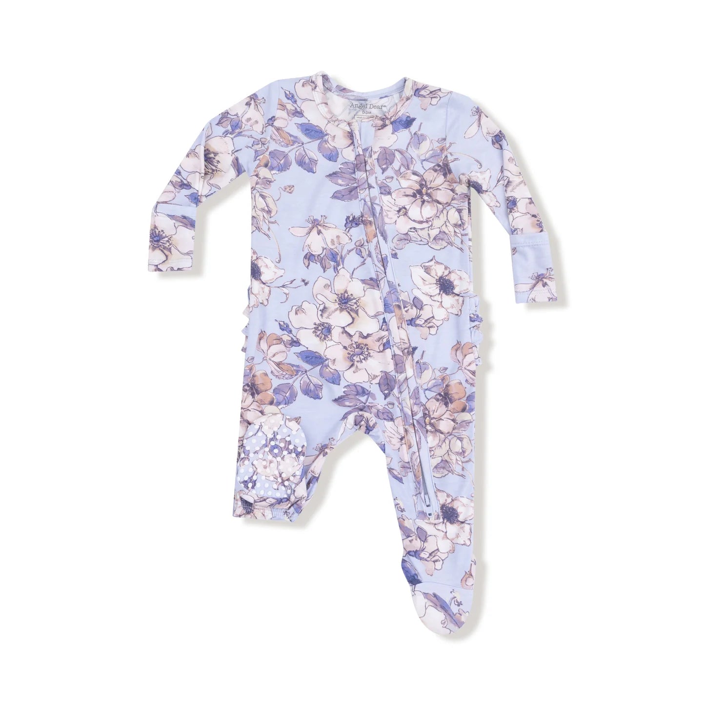 Ruffle Zip Footie - Woodrose Peri