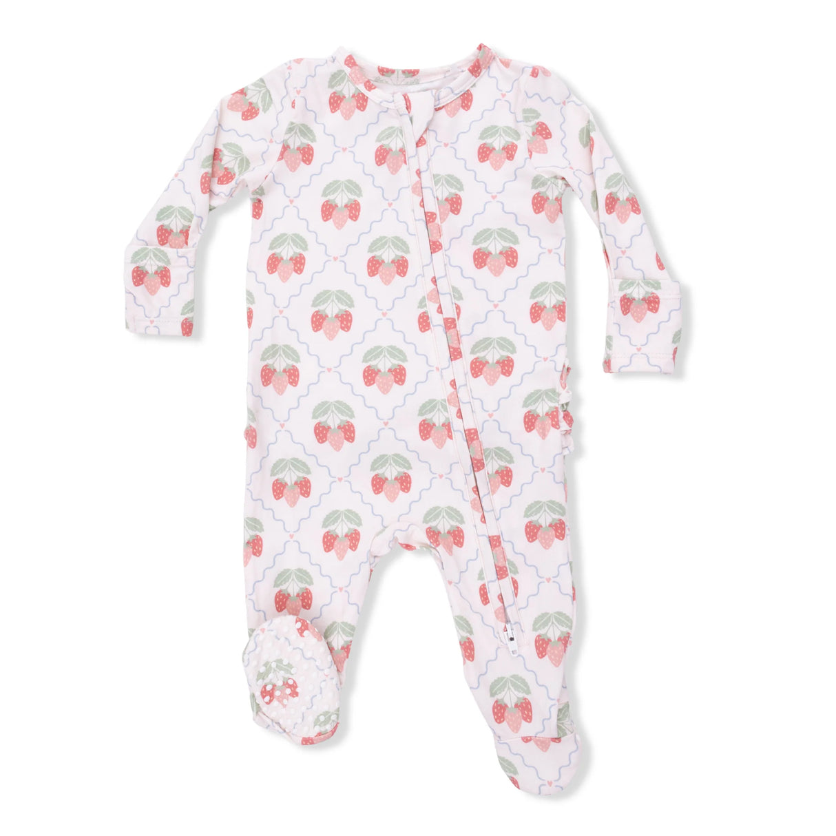 Ruffle Zip Footie - Sweet Strawberries