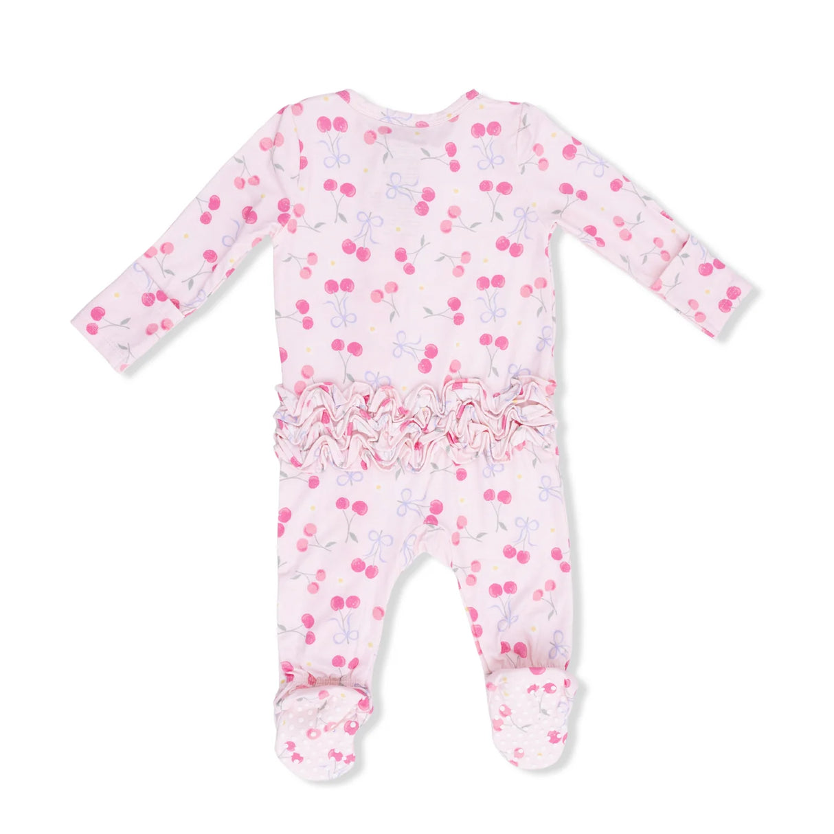 Ruffle Zip Footie - Sweet Bow Cherries