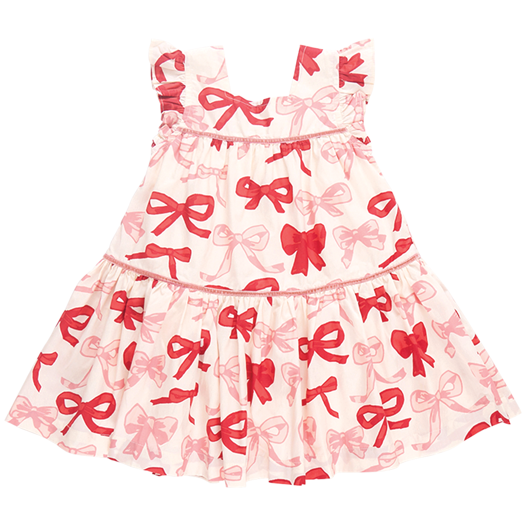 Pink Chicken Camelia Dress - Valentines Bows FINAL SALE