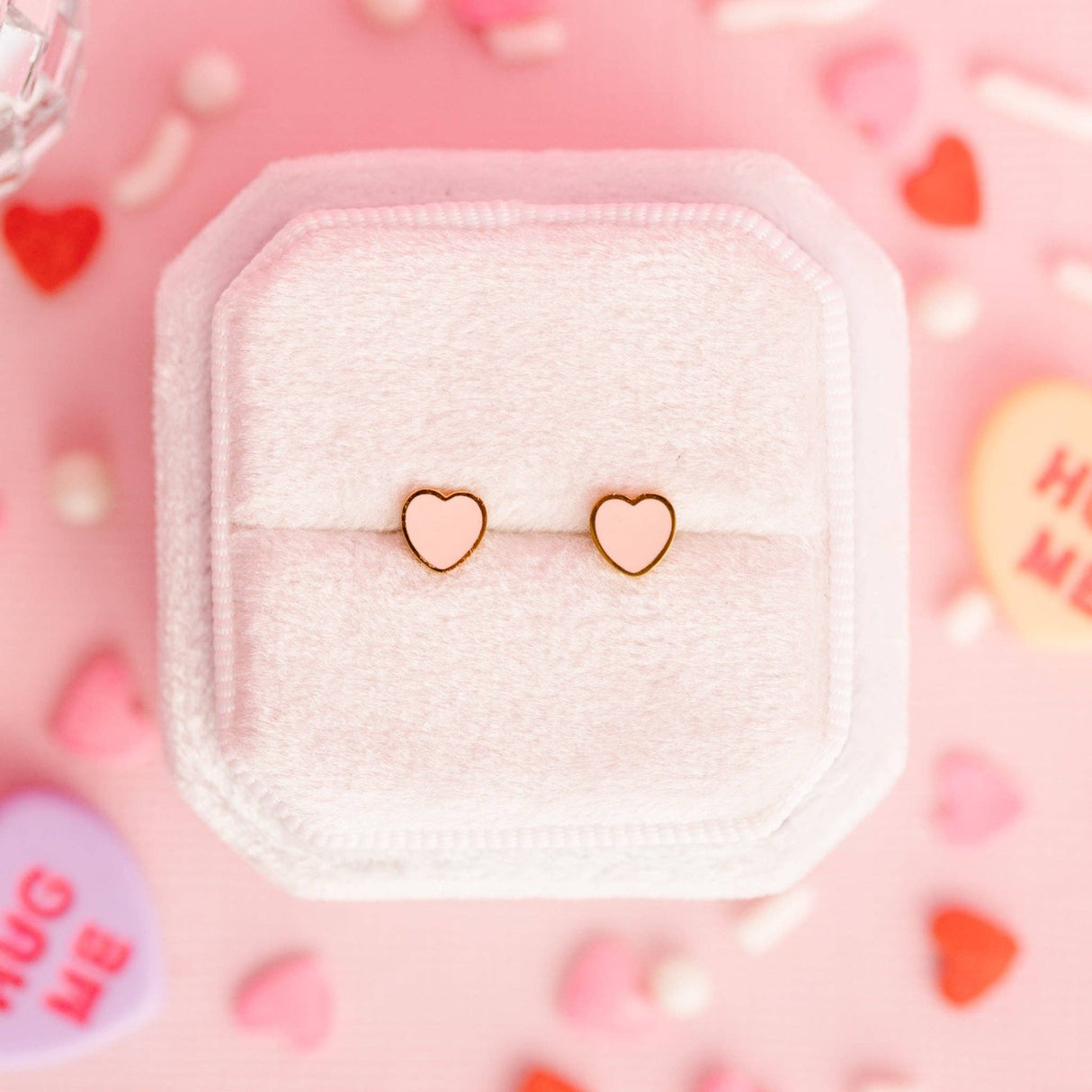 Pierced Co. Screwback Earrings - Tiny Peachy Heart