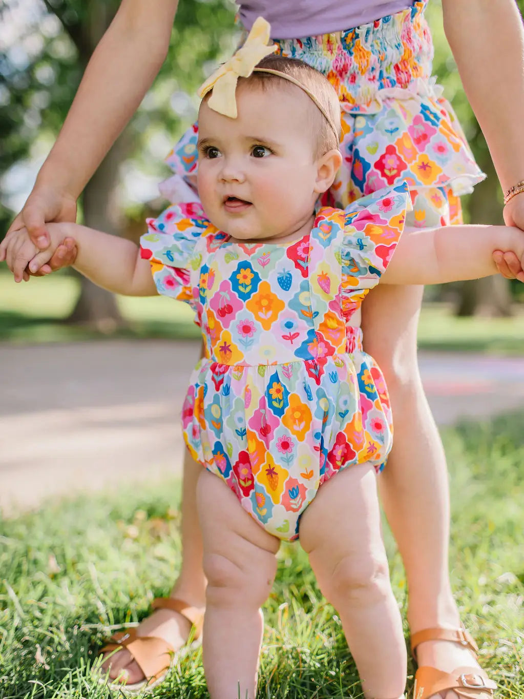 Emmy Bubble Romper - Sunshine Tile