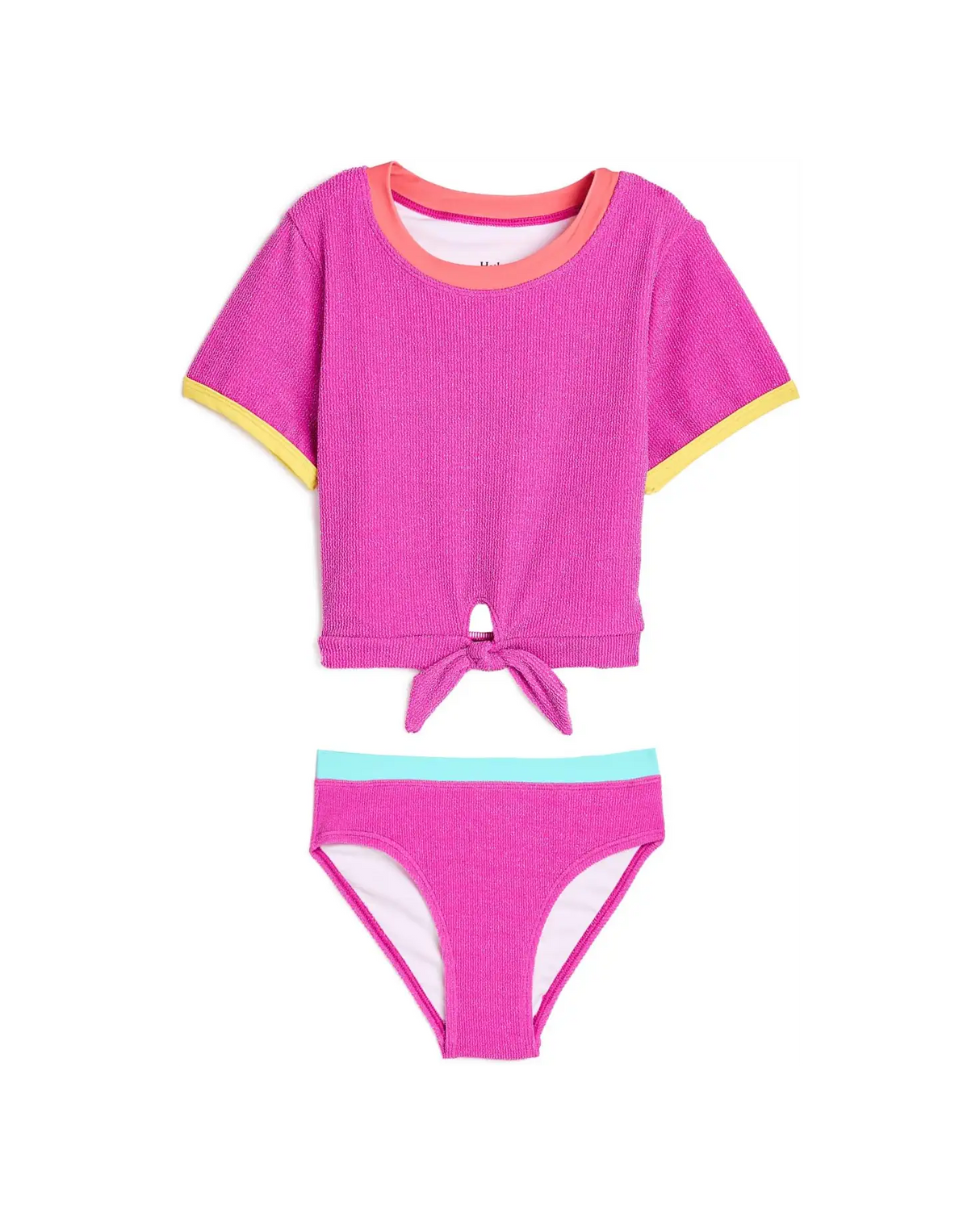 Short Sleeve Tankini Set - Rose Violet