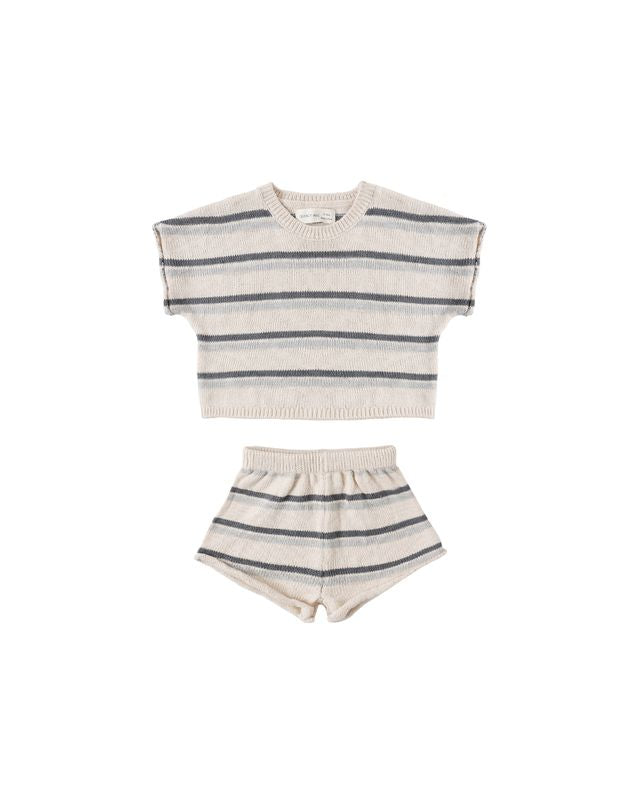 Quincy Mae Relaxed Summer Knit Set - Ocean Stripe