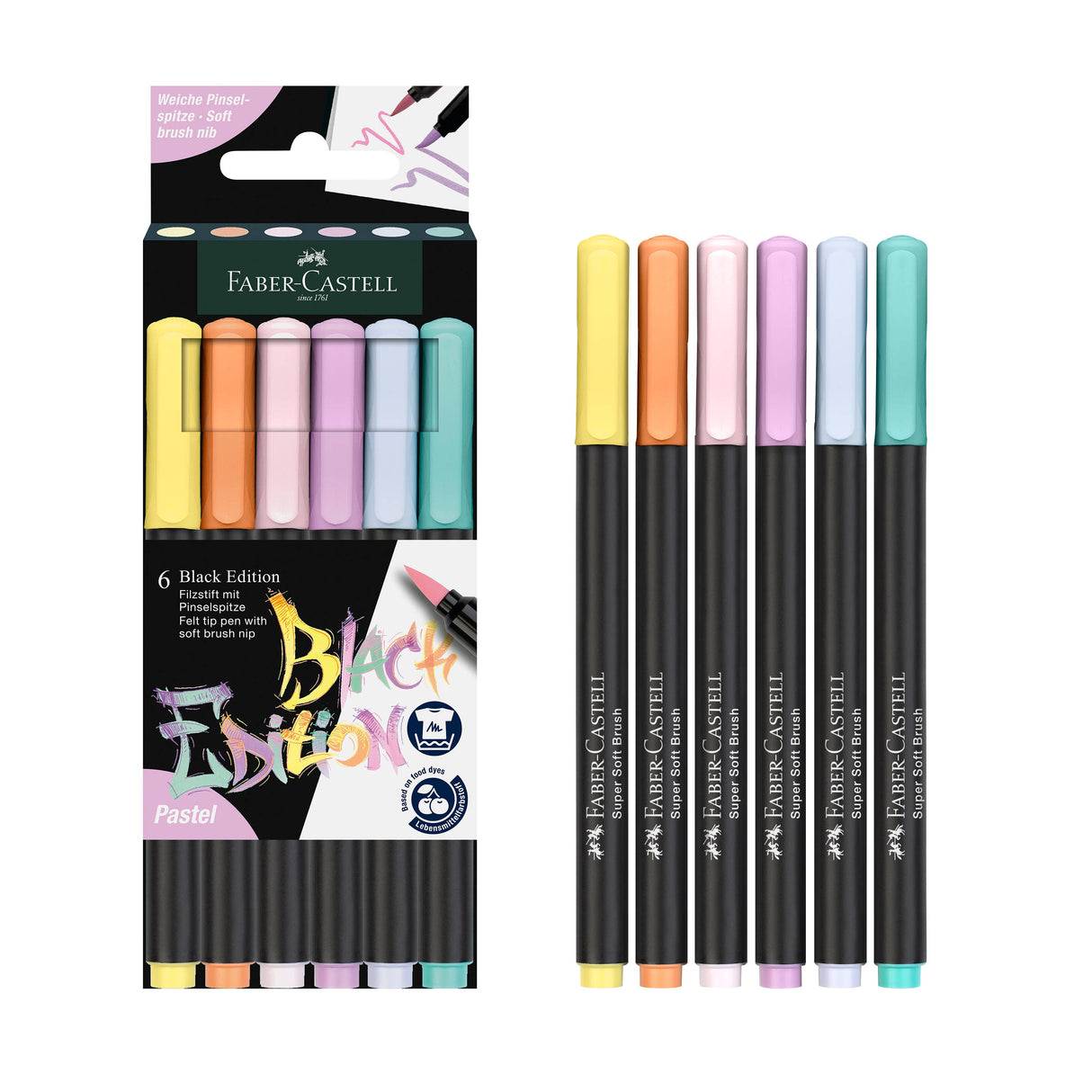 Black Edition Felt Tip Brush Markers - Pastel