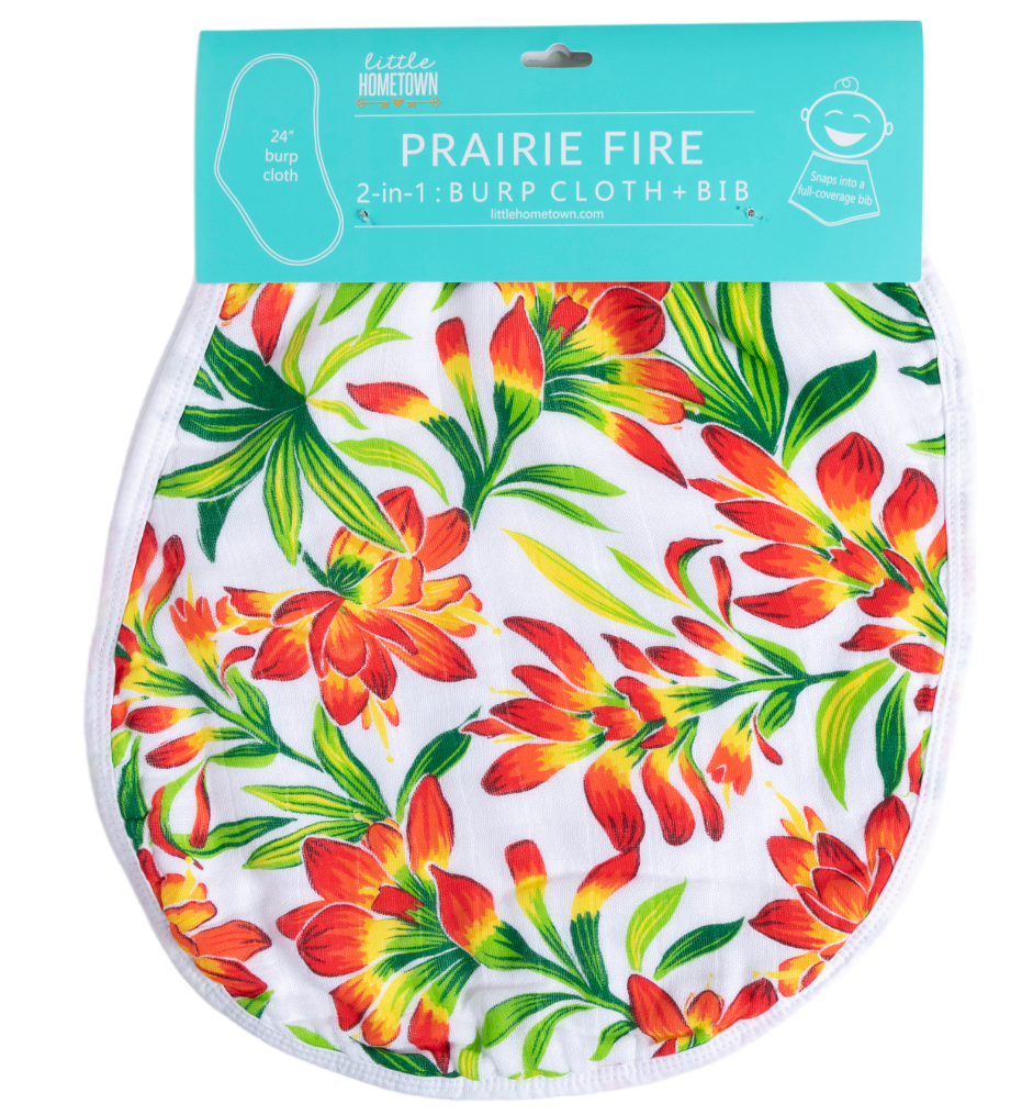 2-in-1 Burp Cloth and Bib - Prairie Fire