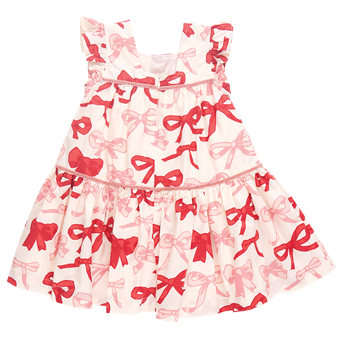 Pink Chicken Camelia Dress - Valentines Bows FINAL SALE