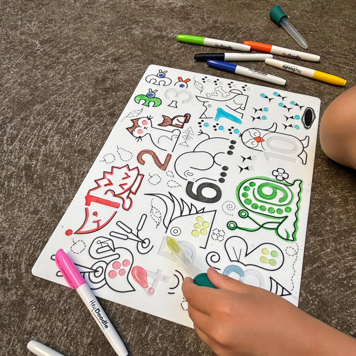 Reusable Color-In Silicone Sensory Mat - Wild Digits