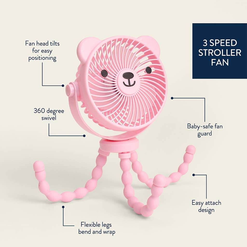 Itzy Breeze 3-Speed Stroller Fan - Pink