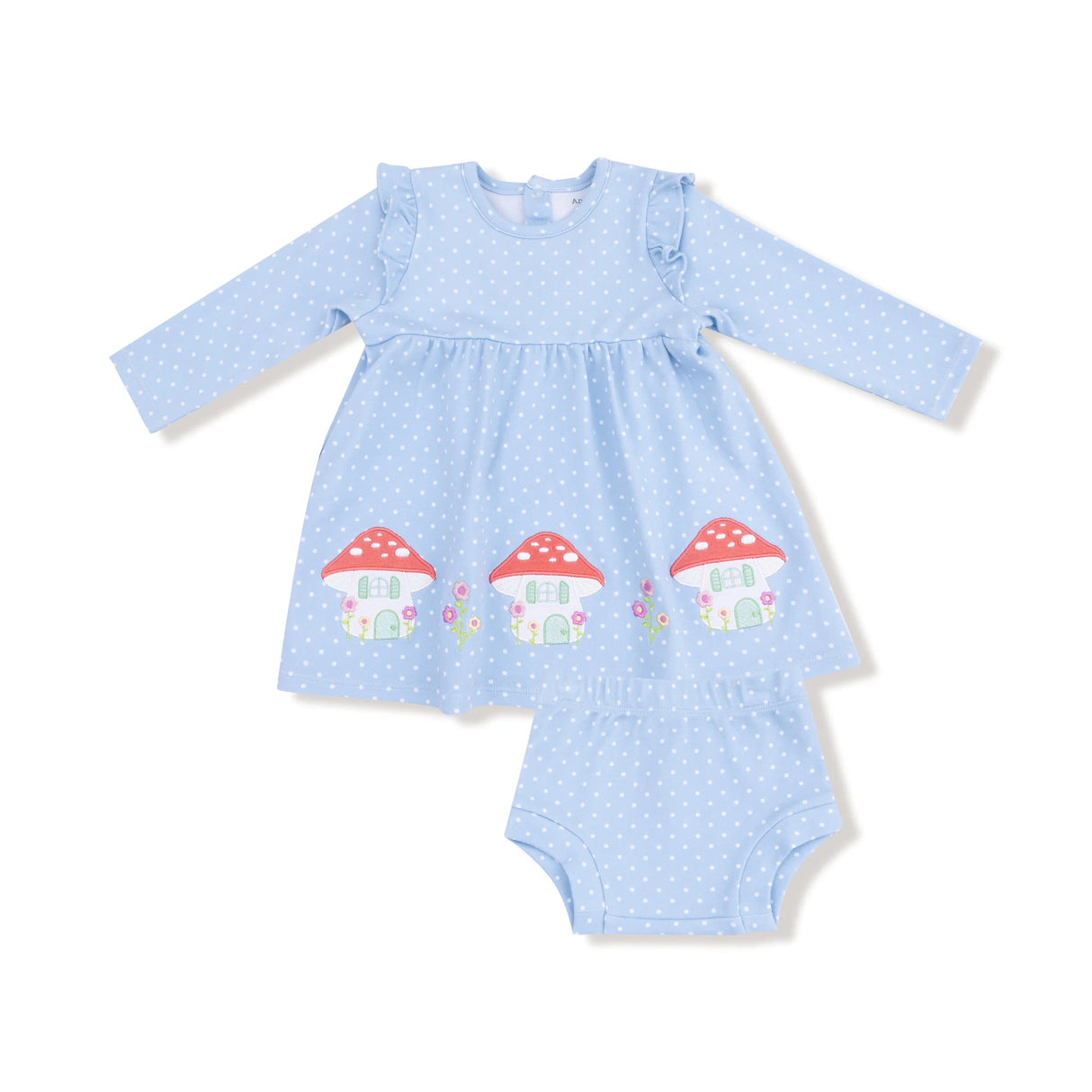 Long Sleeve Dot Dress - Mushroom Houses