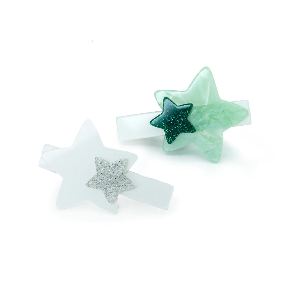 Acrylic Hair Clips - Festive Stars