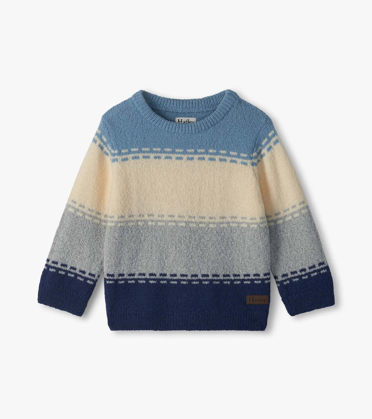 Colorblock Crew Neck Sweater - Faded Denim