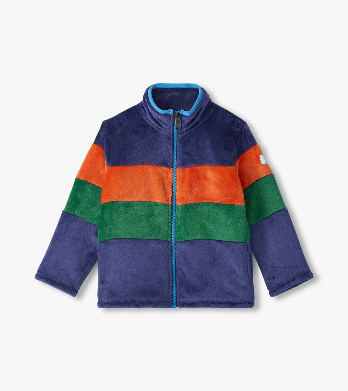 Colorblock Mockneck Fleece Jacket - Blue