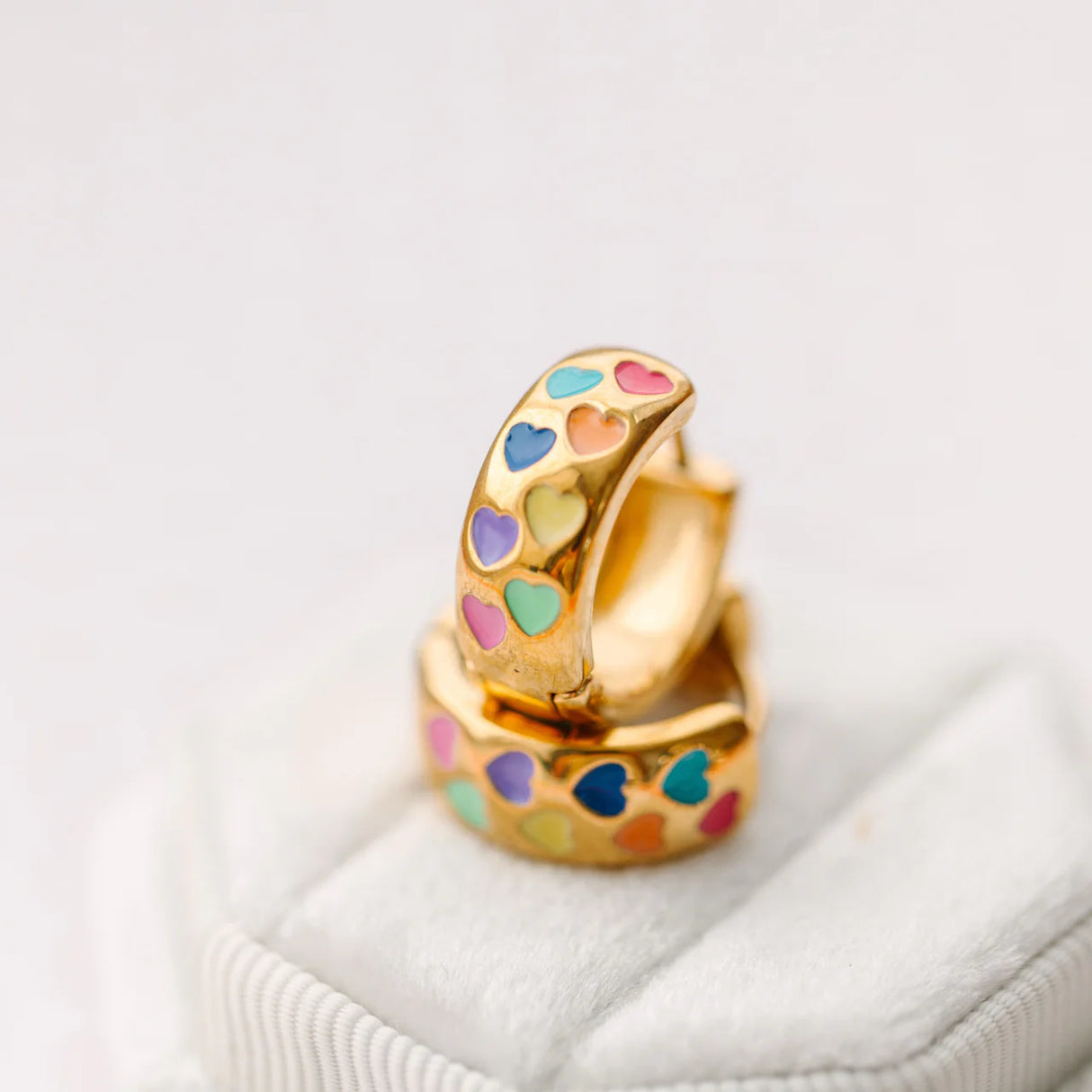 Pierced Co. Earrings - Rainbow Heart Chunky Huggies