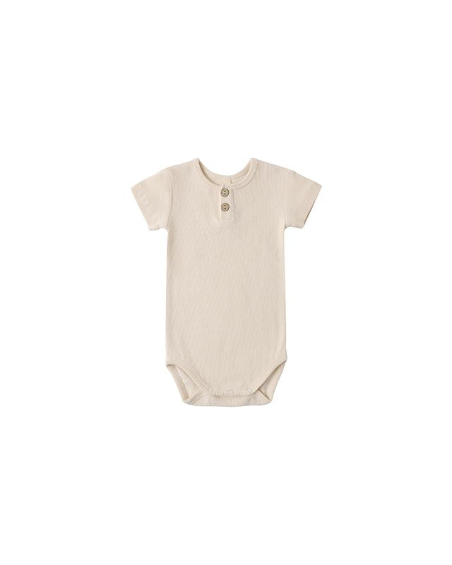 Quincy Mae Ribbed Henley Bodysuit - Ecru