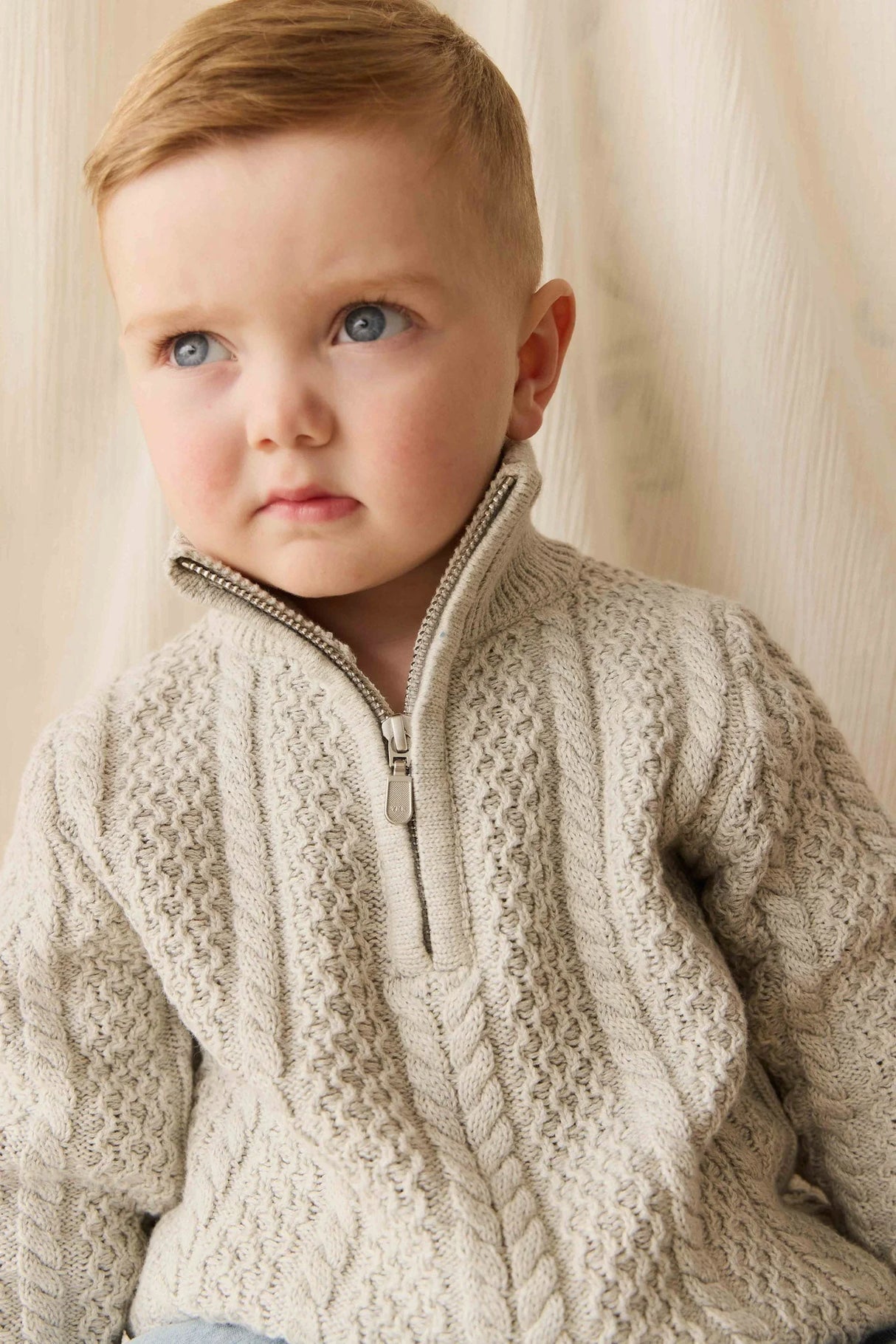 Jamie Kay Clyde Half Zip Jumper - Light Grey Marle