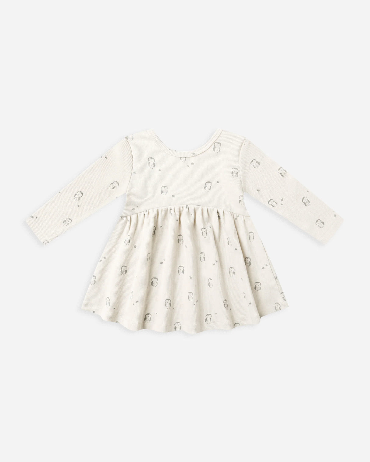 Quincy Mae Ribbed Long Sleeve Dress - Owls