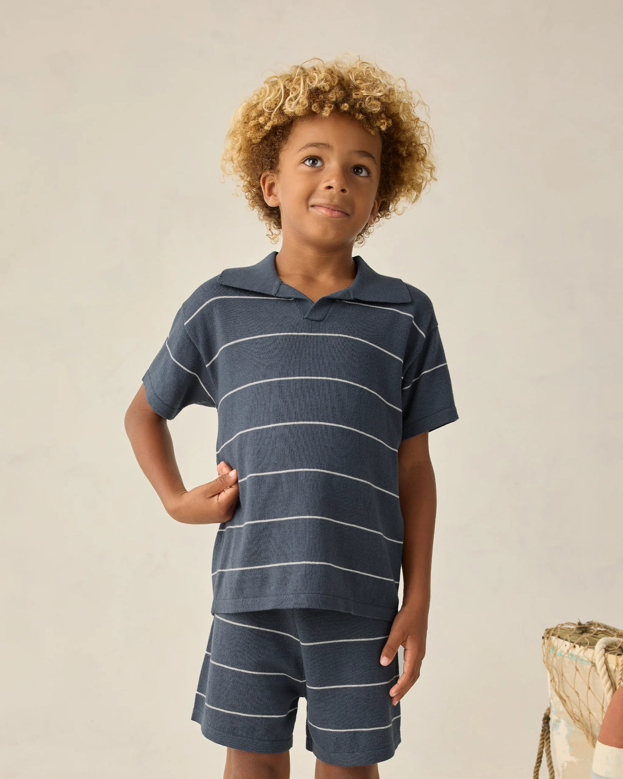 Rylee + Cru Chandler Knit Polo - Navy Stripe