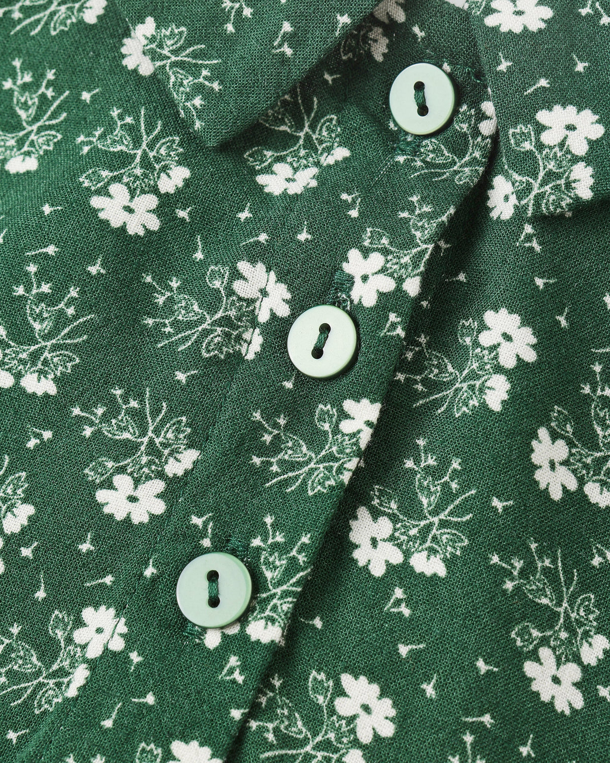 Rylee + Cru Cora Romper - Green Ditsy