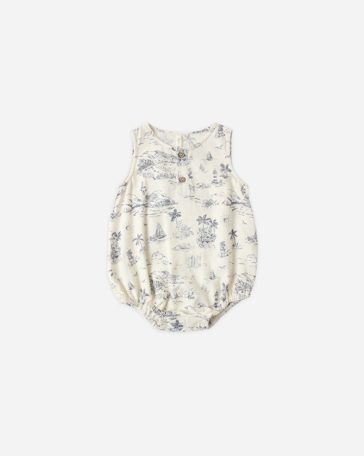 Rylee + Cru Beau Romper - Ocean Toile