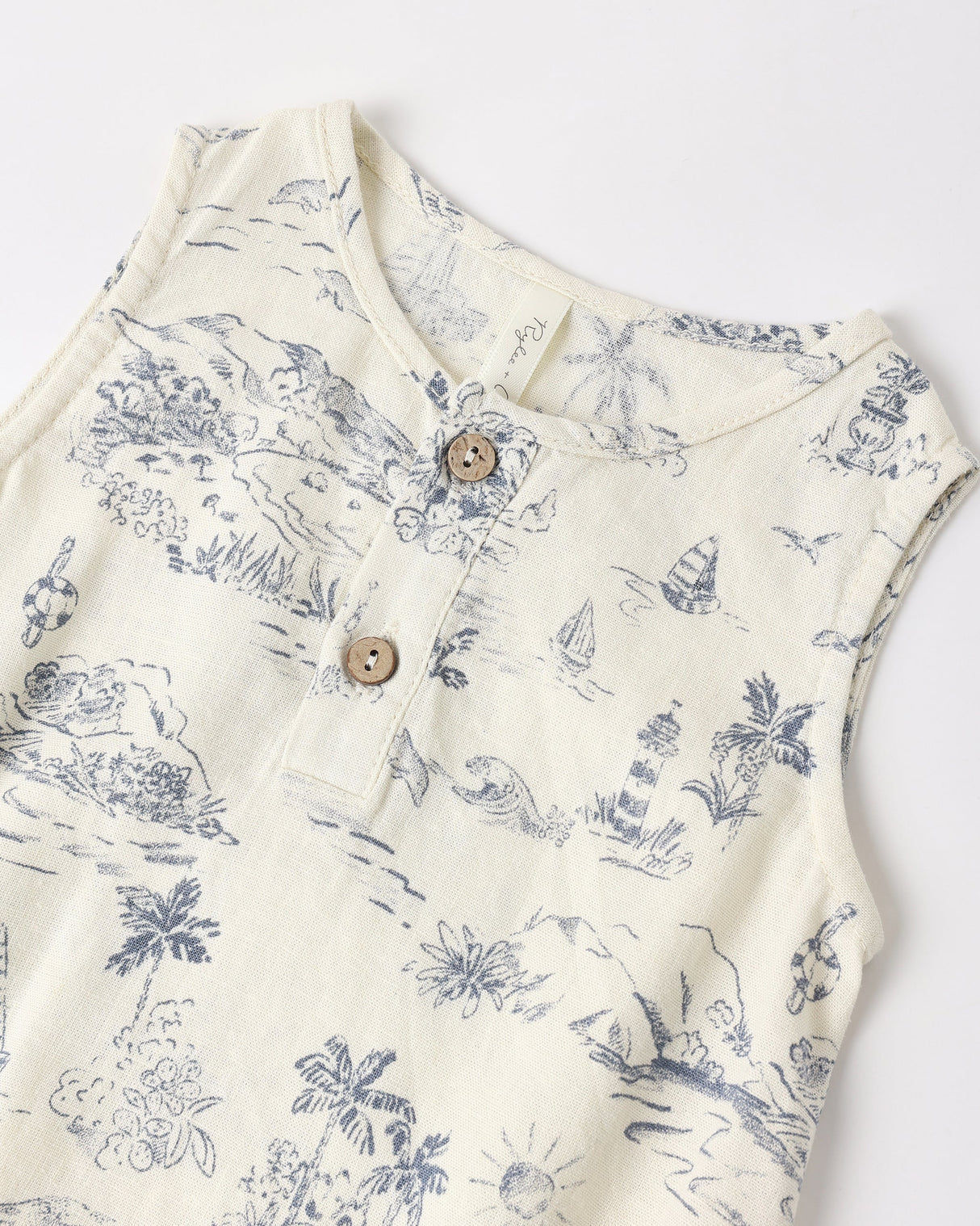 Rylee + Cru Beau Romper - Ocean Toile