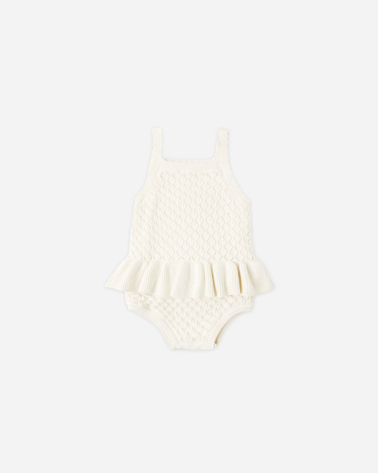 Rylee + Cru Crochet Ruffle Romper - Natural