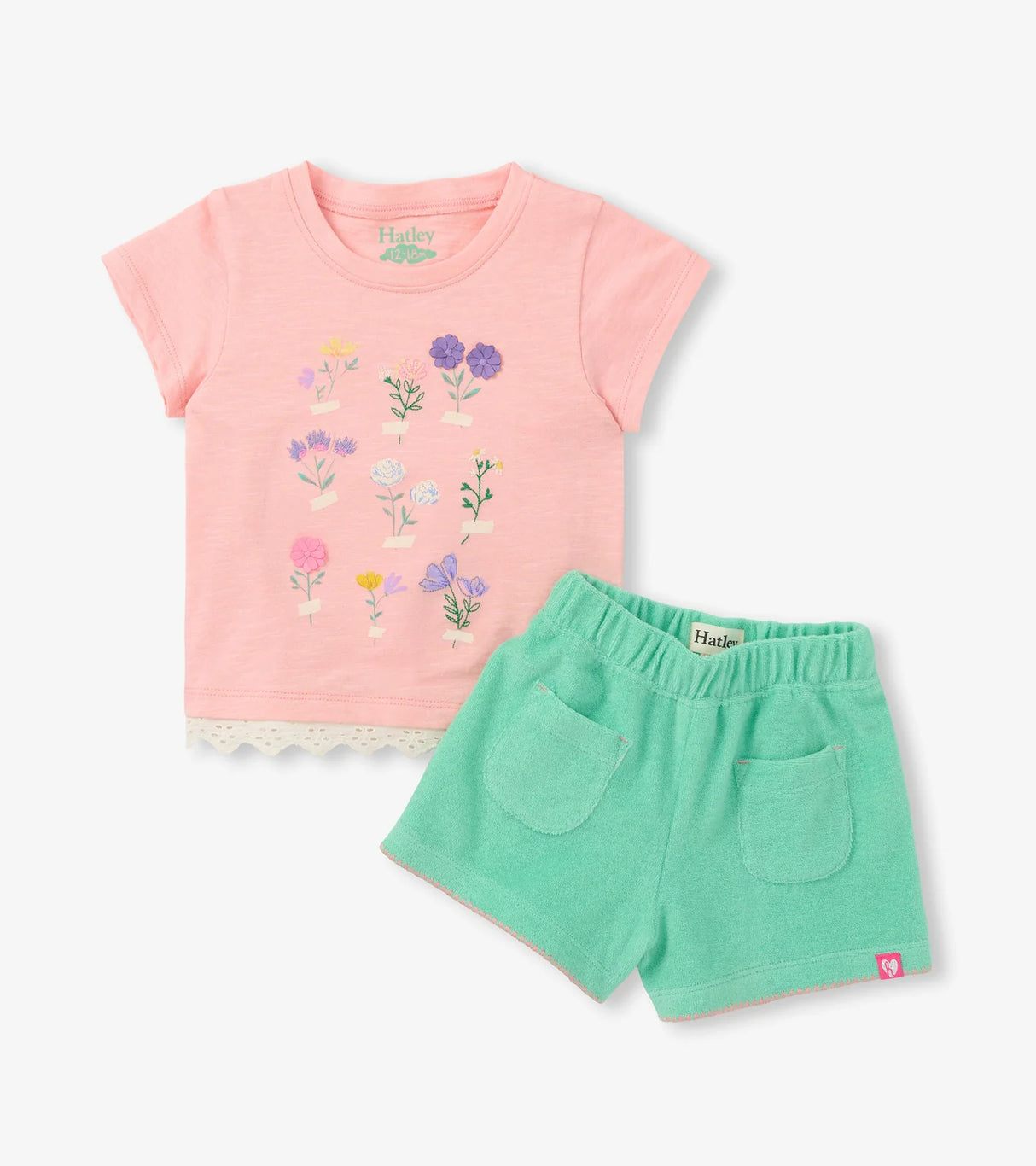 Eyelet Trim Tee & Short Set - Blossom