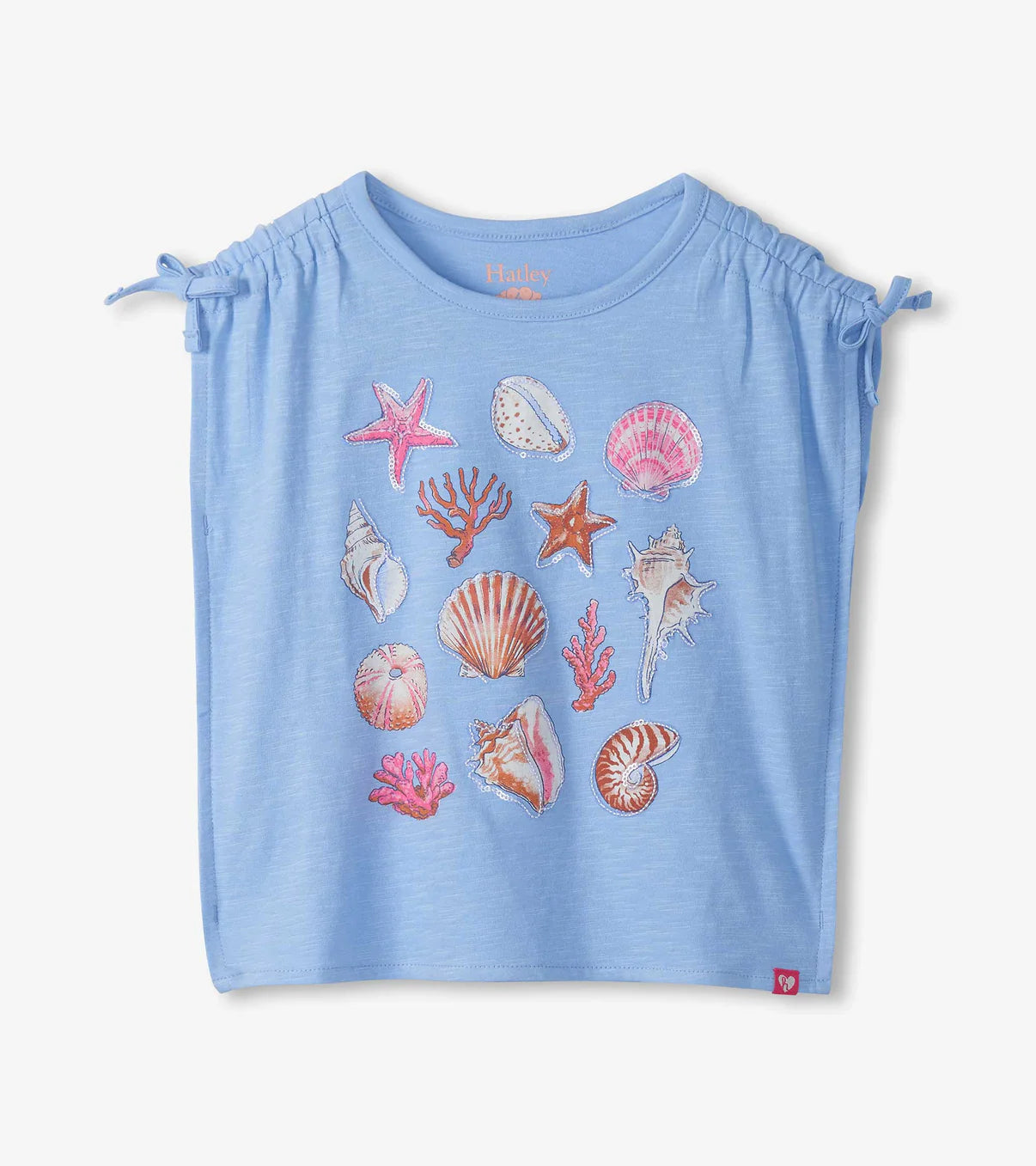 Cinched Shoulder Graphic Tee - Sea Shell