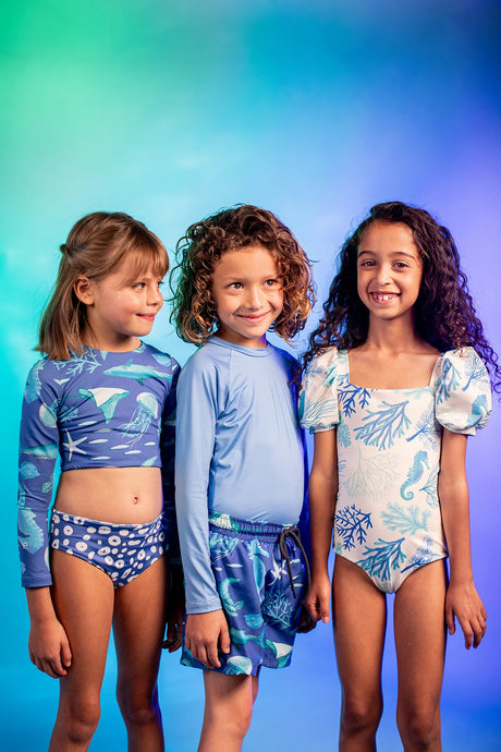 Pepita & Me Swim Short - Fiesta en el Mar Azul Morado FINAL SALE