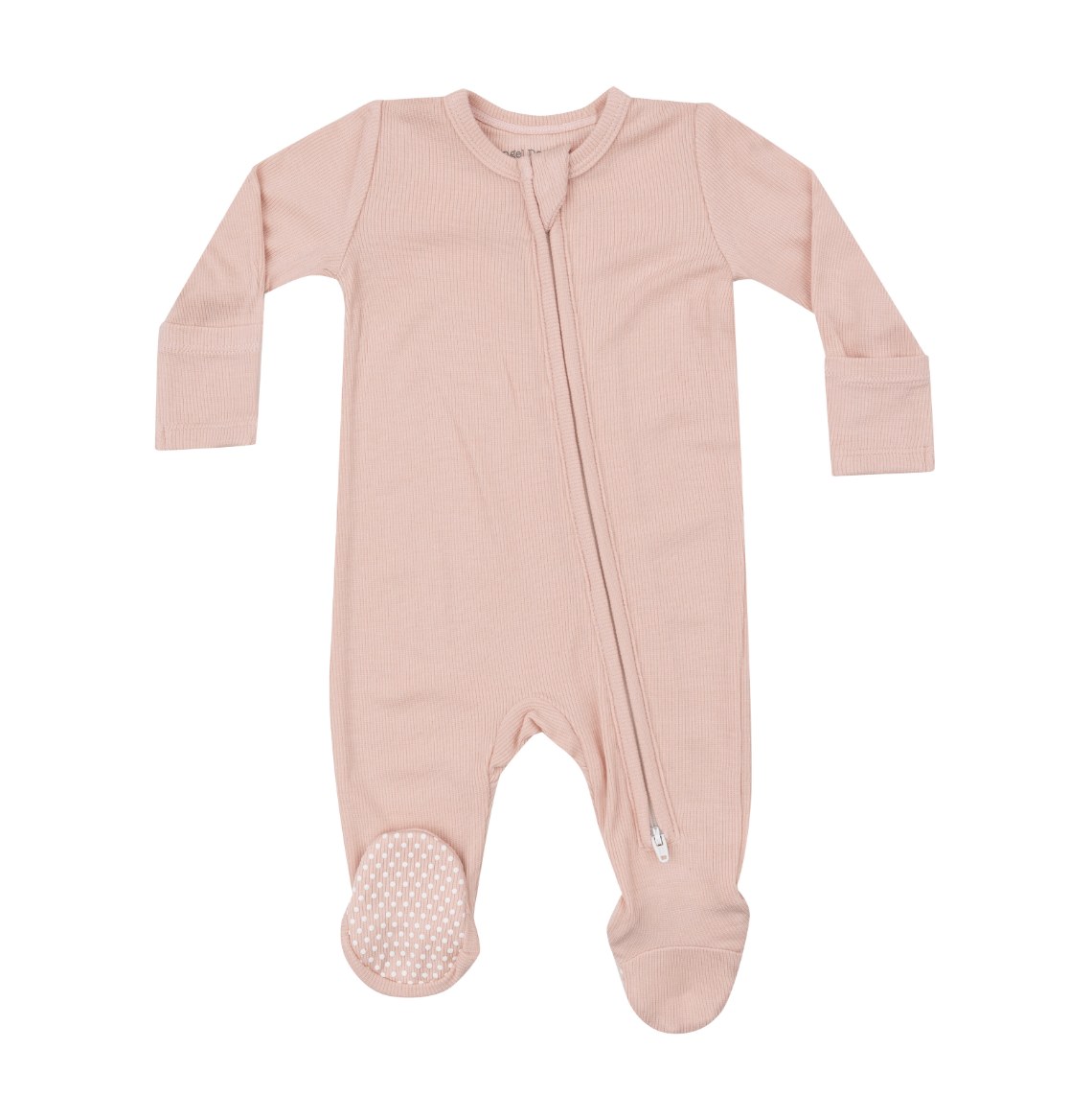 Rib Zip Footie - Pale Blush FINAL SALE