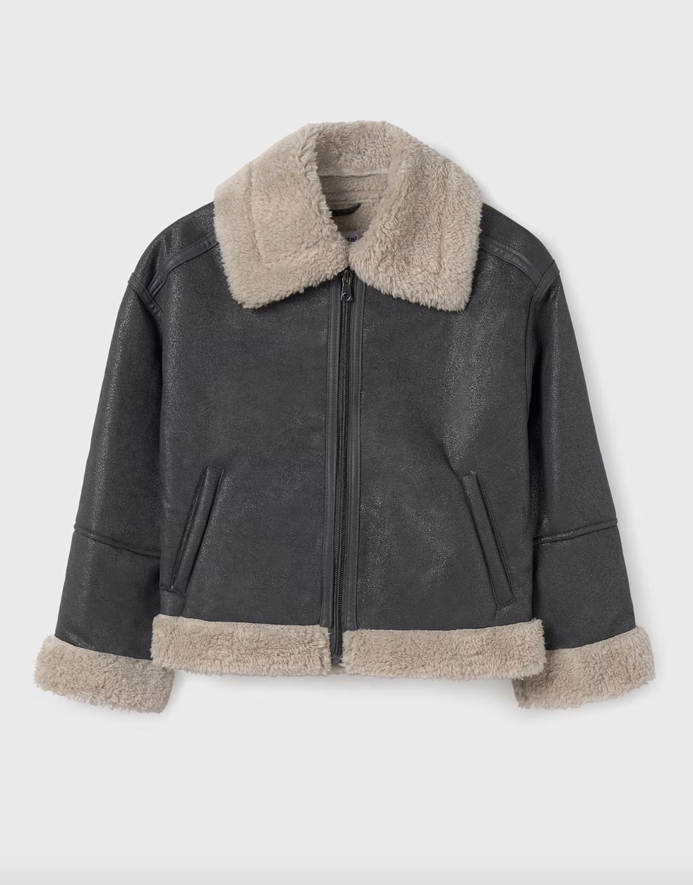 Sherpa Lined Bomber Jacket - Charcoal FINAL SALE