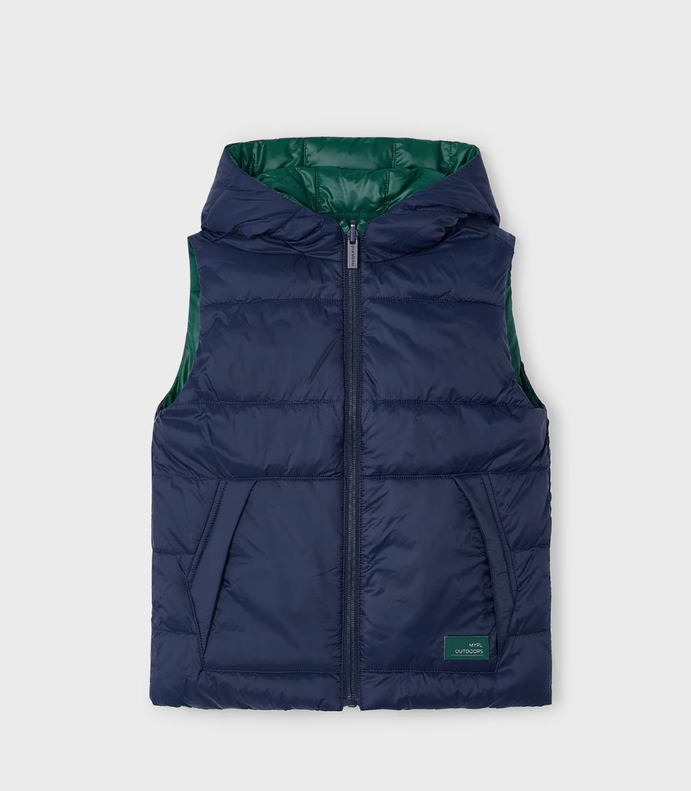 Hooded Reversible Puffer Vest - Forest FINAL SALE