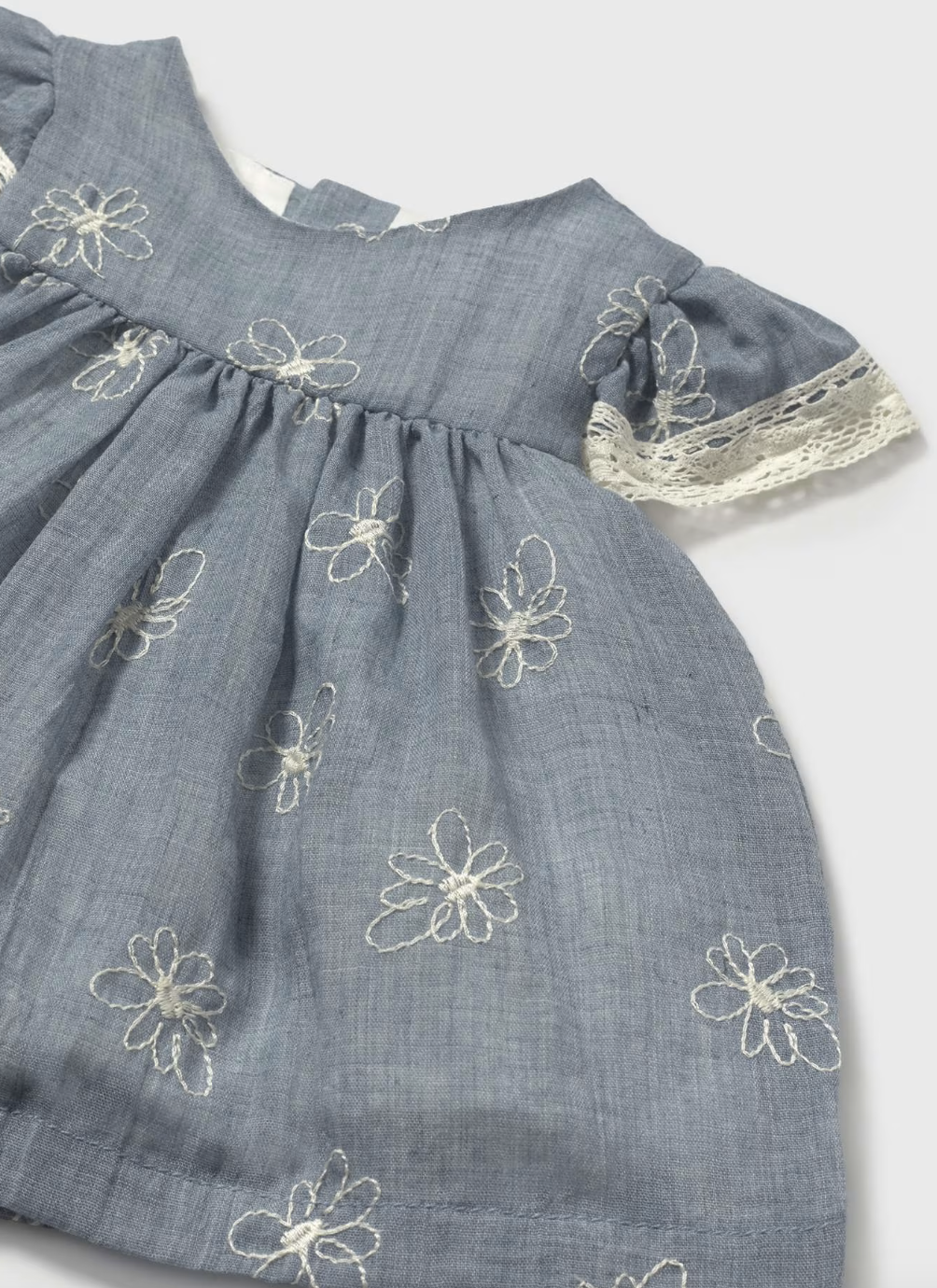 Embroidered Ruffle Sleeve Dress - Blue Stone FINAL SALE