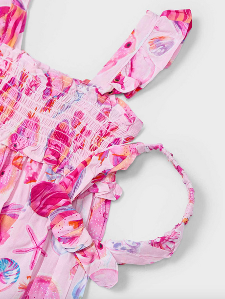 Smocked Dress and Headband - Magenta Sea Life FINAL SALE