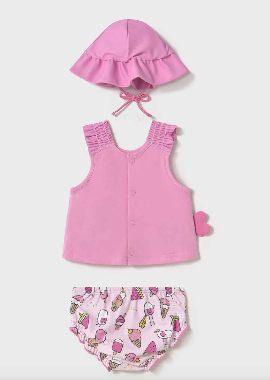 Swim Outfit and Hat - Bubblegum FINAL SALE