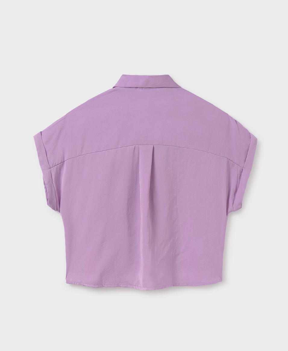 Flowy Short Sleeve Button Down - Lilac FINAL SALE