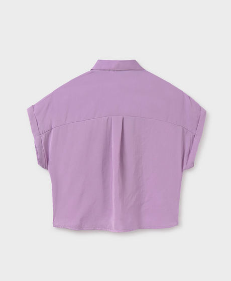 Flowy Short Sleeve Button Down - Lilac FINAL SALE