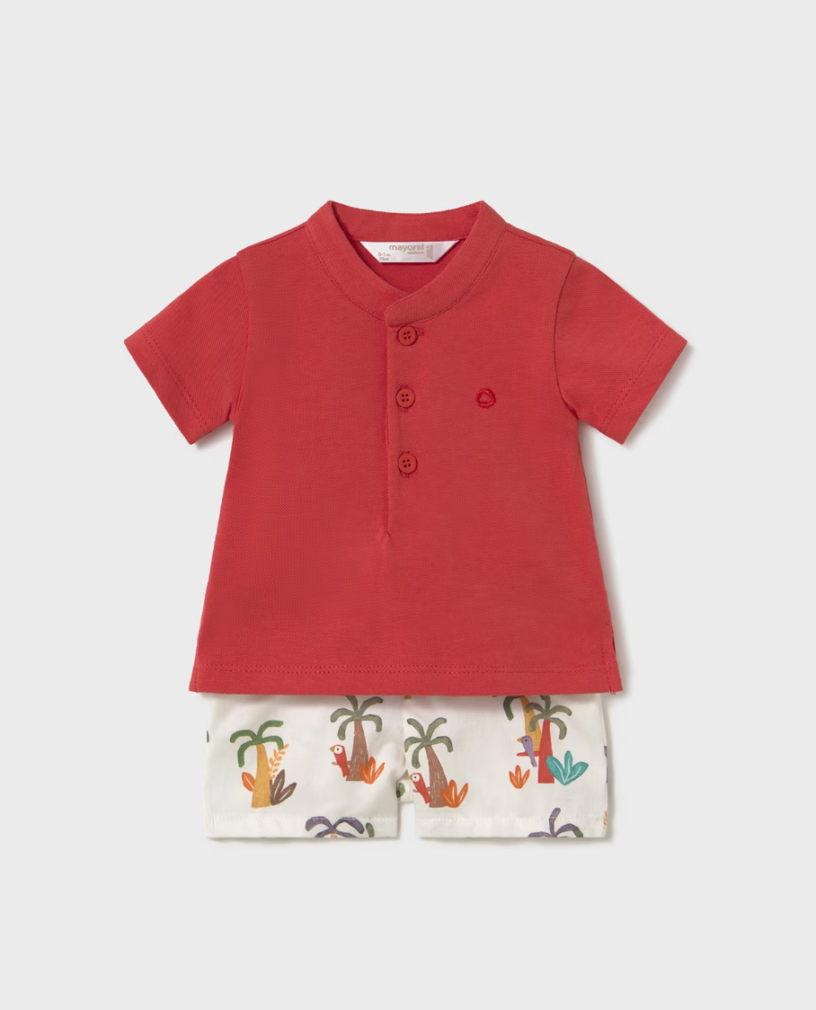 Short Sleeve Polo and Shorts - Red FINAL SALE