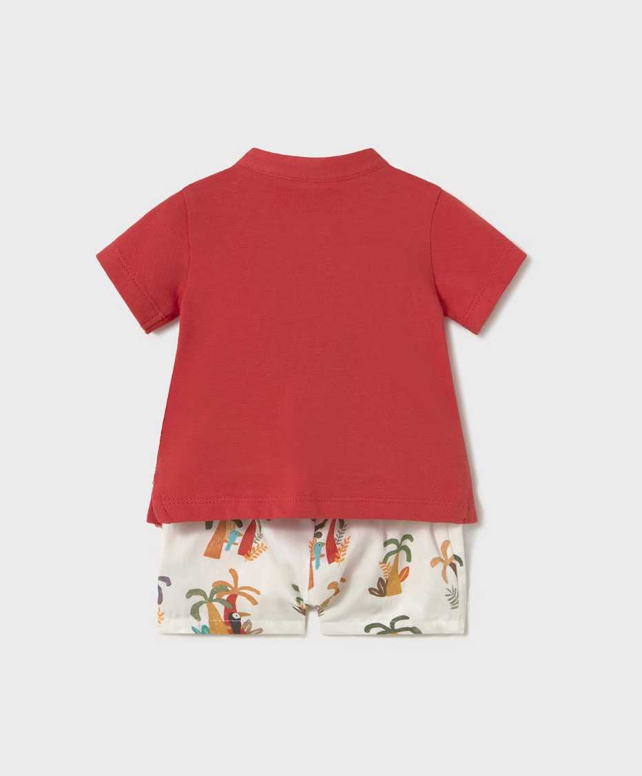 Short Sleeve Polo and Shorts - Red FINAL SALE
