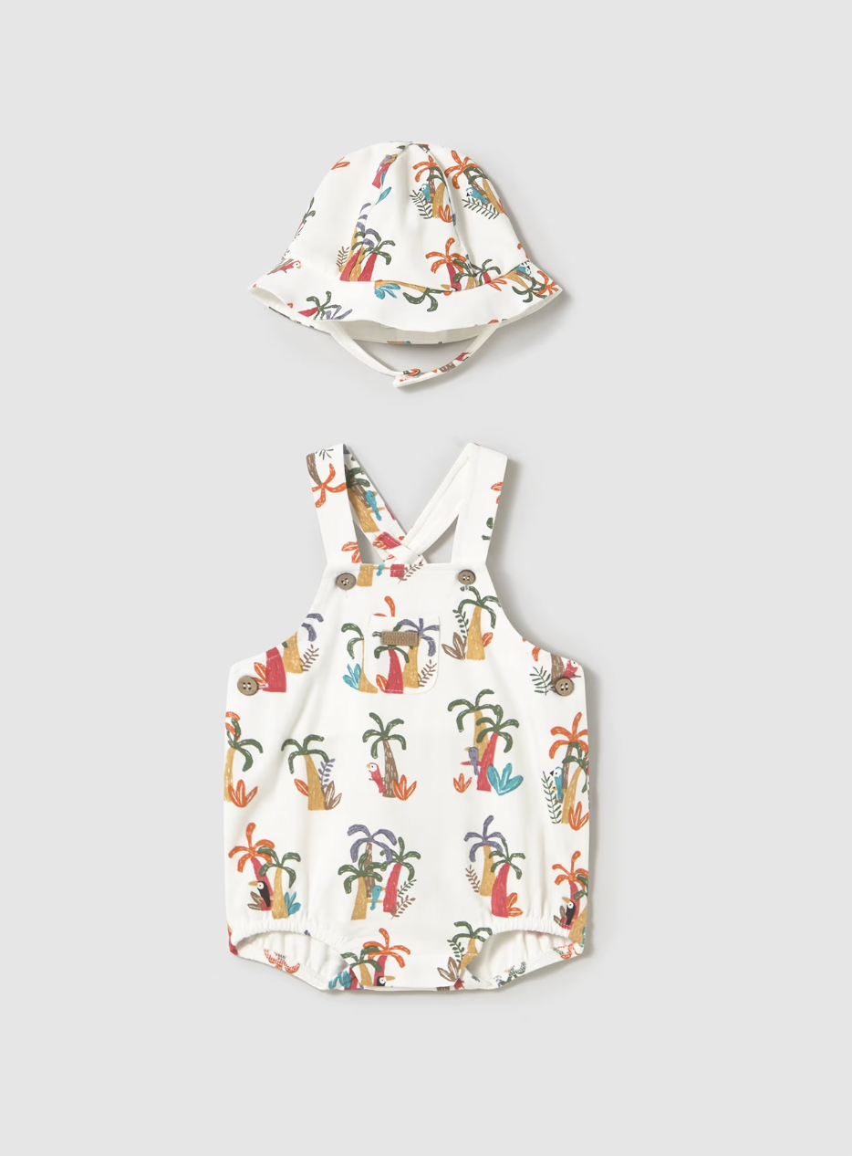 Short Romper and Hat - Jungle FINAL SALE