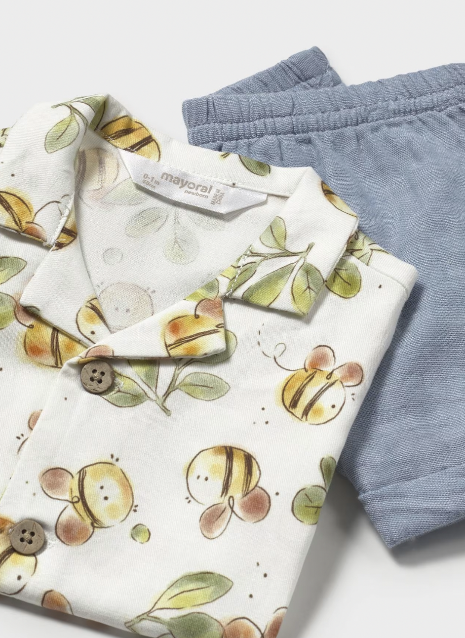 Button Down and Shorts Set - Bees FINAL SALE
