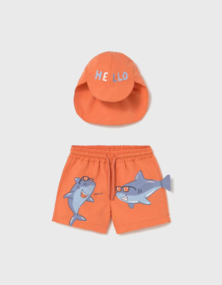 Swim Trunk and Hat - Shark FINAL SALE