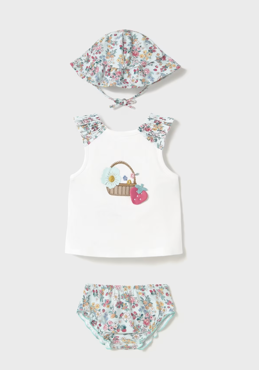 Swim Outfit and Hat - Jade Floral FINAL SALE