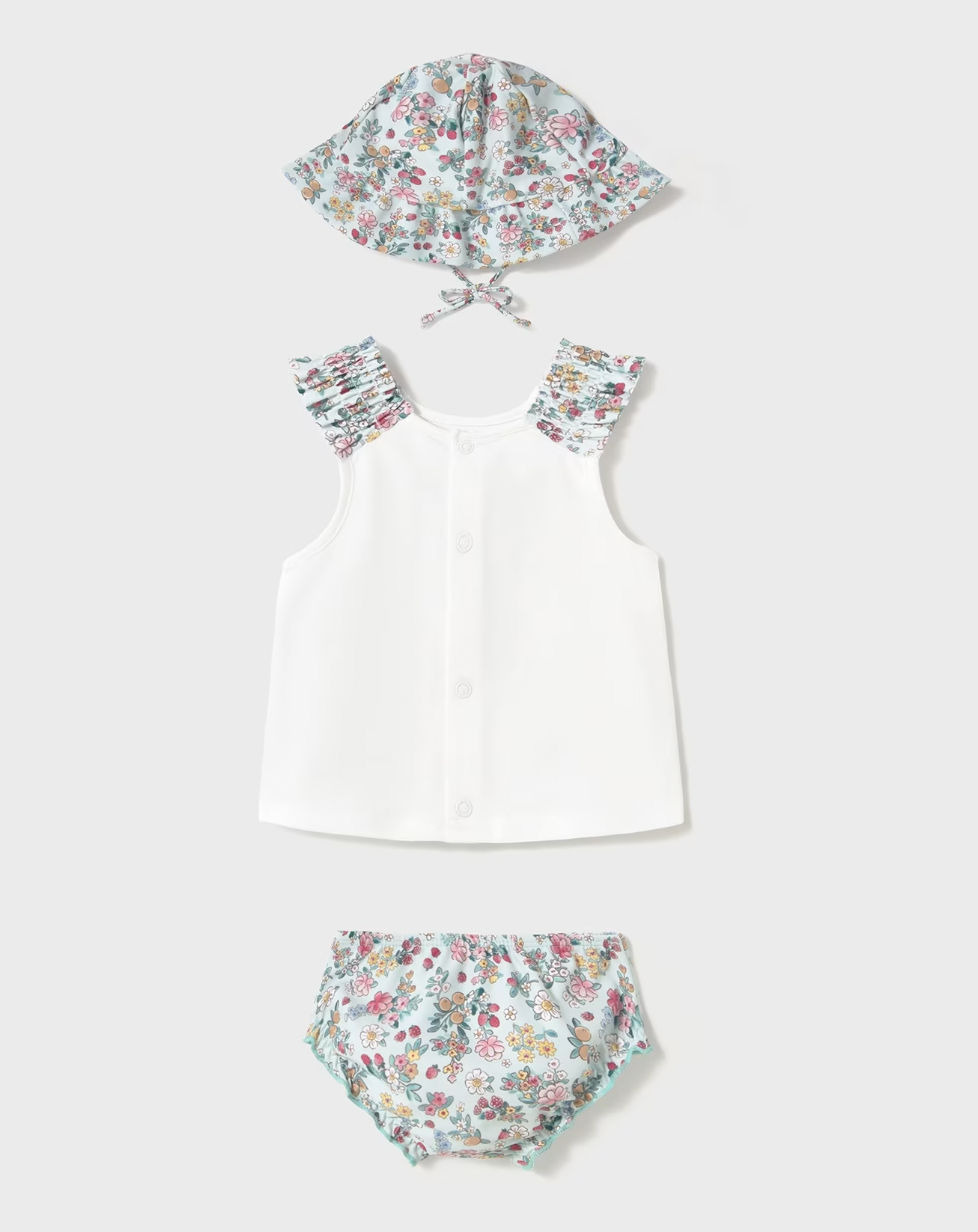 Swim Outfit and Hat - Jade Floral FINAL SALE