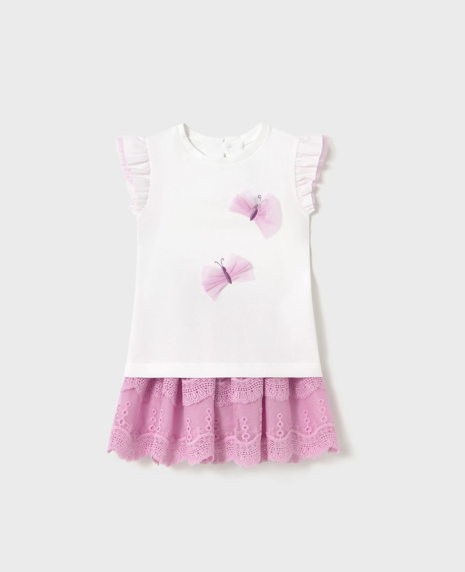 Flutter Sleeve Top and Skirt - Mauve FINAL SALE