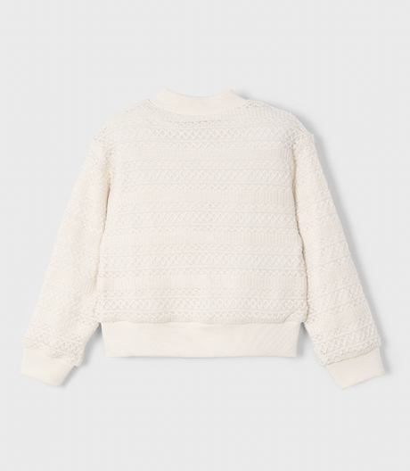 Crochet Style Bomber Jacket - Bone FINAL SALE
