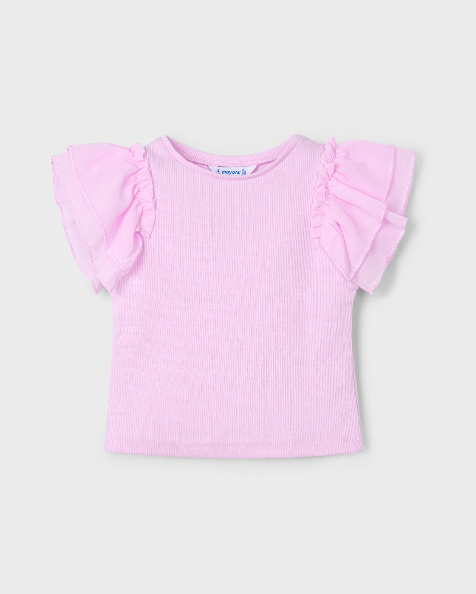 Flutter Sleeve Ribbed Tee - Orchid FINAL SALE