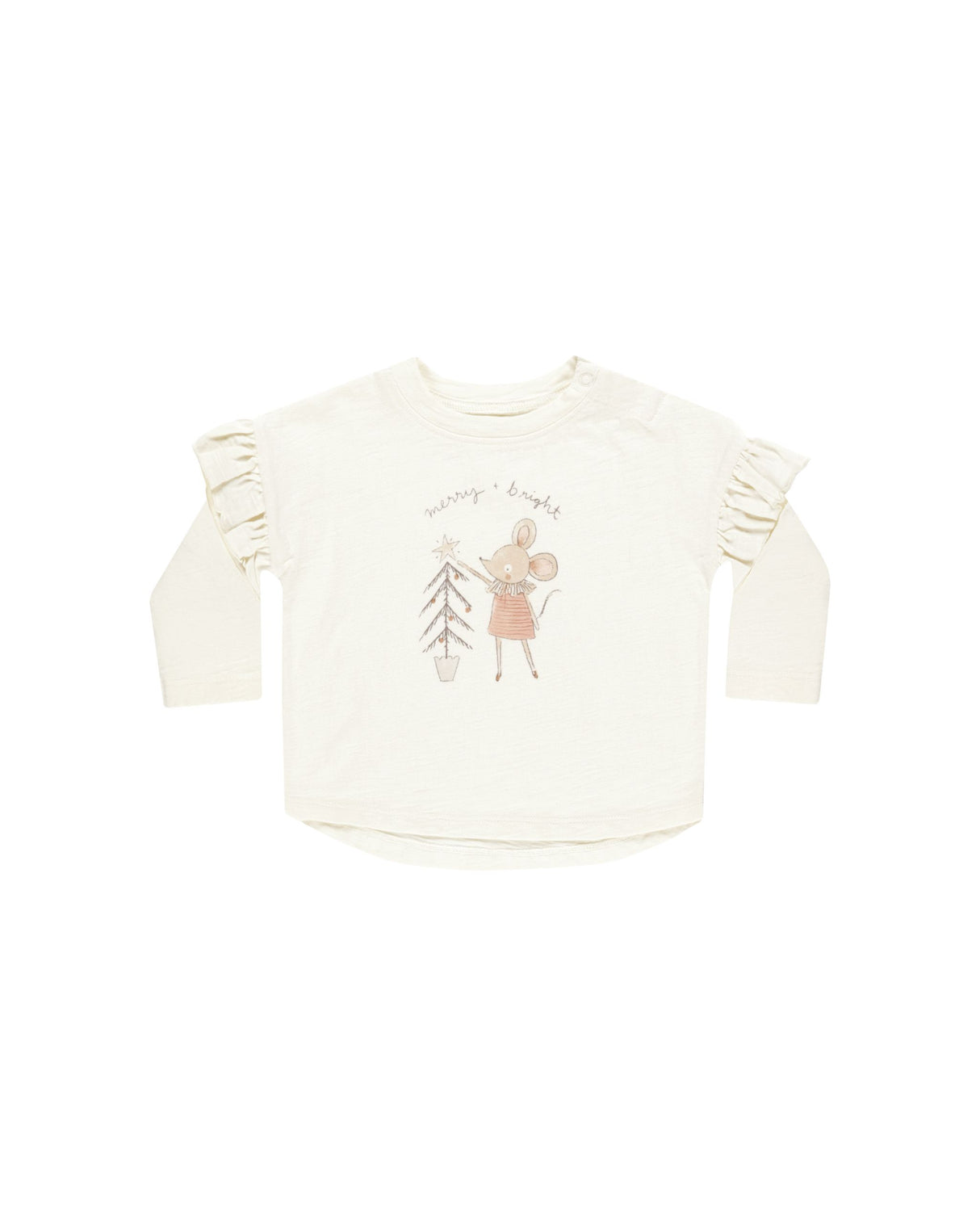 Rylee + Cru Ruffle Long Sleeve Tee - Mouse FINAL SALE